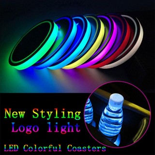 ✿ แผ่นรองแก้ว ประหยัดพลังงาน มีไฟ RGB LED เรืองแสง สําหรับรถยนต์