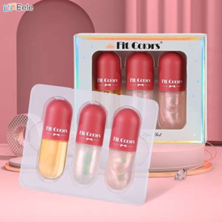 Fit Colours Hot Plumping Lip Tint Bi-Pearl Fine Glitter Moisturizing Nourishing Temperature Control Color Change Lip Oil Lip Gloss Liquid Set Box Lip Gloss ↑Eele