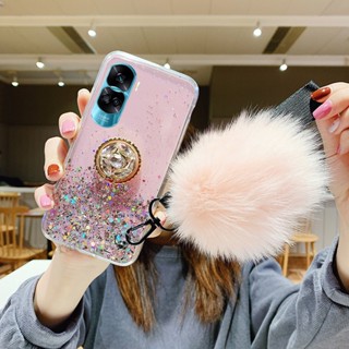 เคสโทรศัพท์มือถือ Tpu นิ่ม ประดับพลอยเทียม หรูหรา พร้อมสายคล้อง สําหรับ HONOR 90 Lite 5G X50i