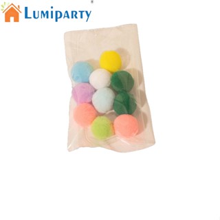 Lumiparty ลูกบอลปอมปอม แบบนิ่ม ขนาด 3 ซม. สีสันสดใส ของเล่นออกกําลังกาย สําหรับแมว ในร่ม 10 ชิ้น