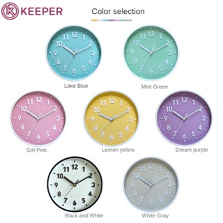 Pop Color Changchun Flower Blue 8-Inch Silent Wall Clock Simple Home Living Room Clock 【keeper】