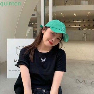 Quinton หมวกเบสบอล หมวกฮิปฮอป หน้ายิ้ม เรียบง่าย สีพื้น นุ่ม ด้านบน ผู้ชาย ผู้หญิง สีเขียว หมวกกีฬา