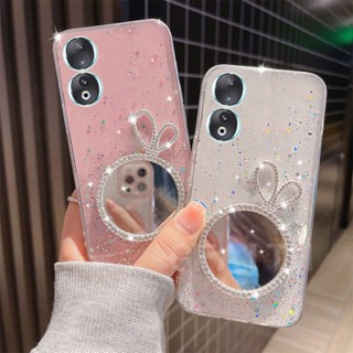 เคสโทรศัพท์มือถือ TPU แบบนิ่ม ลายหูกระต่าย มีกระจกแต่งหน้า สําหรับ HUAWEI Honor 90 70 Lite X6 X8a 5G HONOR90 Honor 90Lite 70Lite