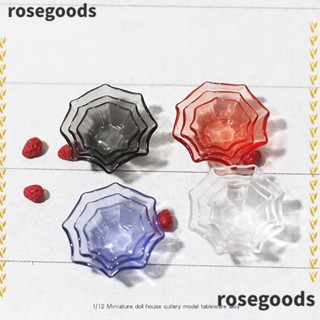 Rosegoods1 จานผลไม้ โพลีกอนใส ขนาดเล็ก 1:12 อุปกรณ์เสริม สําหรับบ้านตุ๊กตา 3 ชิ้น