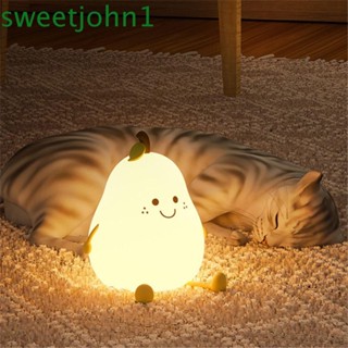 Sweetjohn โคมไฟกลางคืน LED รูปเป็ด ลูกแพร์ หรี่แสงได้ ขนาดเล็ก ชาร์จ USB