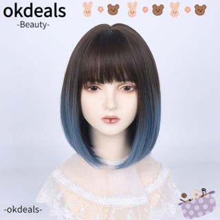 Okdeals BOBO วิกผมสังเคราะห์ วิกผมสั้นตรง หลากสี