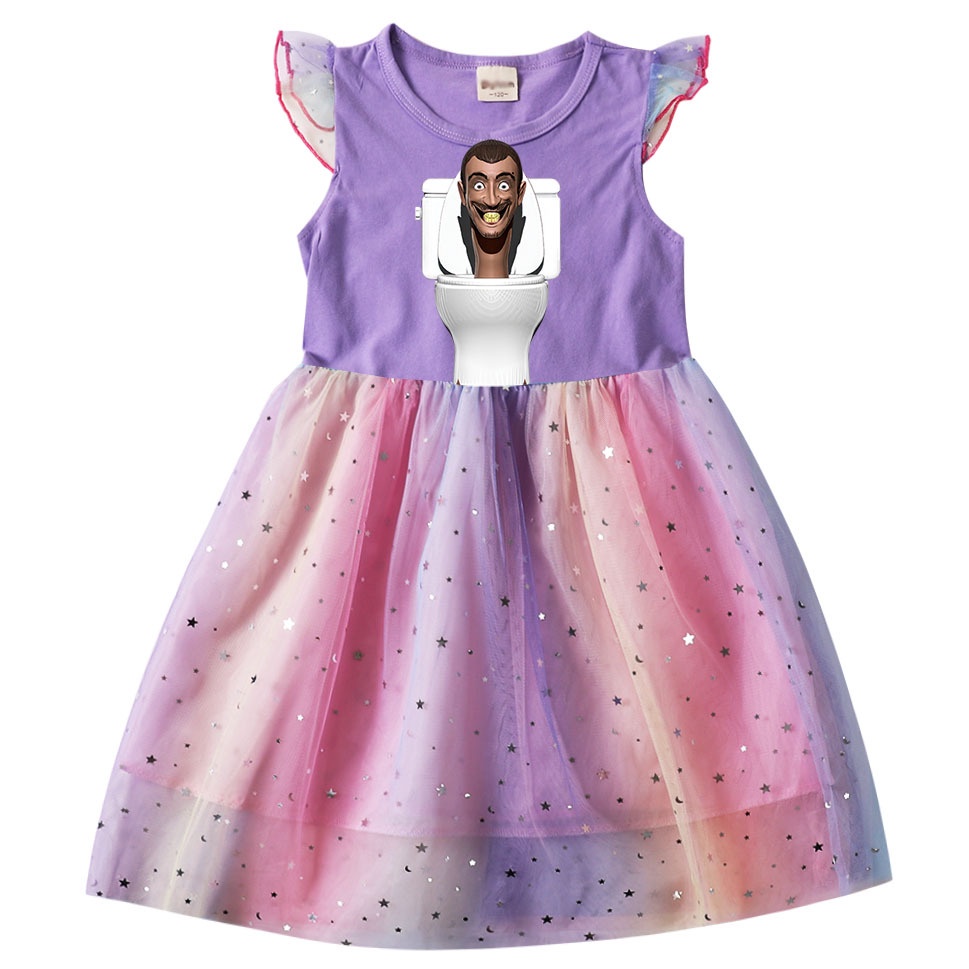 Skibidi Toilet Big/little Sister Tulle Girl Dress Blue Girl Dress Tulle ชุดเด็ก