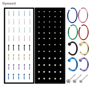 Flymesit ชุดจิวจมูก สเตนเลส ทรงตัว C ประดับคริสตัล เครื่องประดับแฟชั่น สําหรับผู้หญิง 40 100 ชิ้น