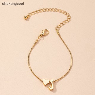 Shakangcool สร้อยข้อมือ จี้ตัวอักษร 26 ตัว สีทอง เครื่องประดับแฟชั่น สําหรับผู้หญิง SGL