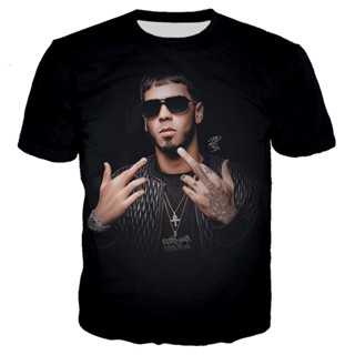 เสื้อยืด พิมพ์ลายนักร้อง Anuel Aa Rock สไตล์ฮาราจูกุ