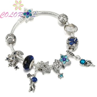 【COLORFUL】Bracelet Antique Astronaut Beads Bracelet Crystal Heart Charm Jewelry Gift