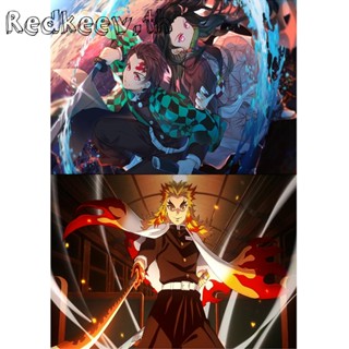 Redkeev™ ชุดงานจิตรกรรมเม็ดบีด ทรงเพชรกลม รูปการ์ตูนอนิเมะ Demon Slayer 5D DIY สําหรับตกแต่งบ้าน