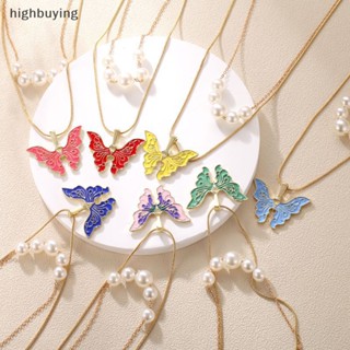 [highbuying] เจ้าหญิง ตุ๊กตาบาร์บี้ มุกเทียม จี้ผีเสื้อ สร้อยคอแฟชั่น ไหปลาร้า โซ่ สําหรับผู้หญิง เครื่องประดับหลายชั้น ใหม่ พร้อมส่ง