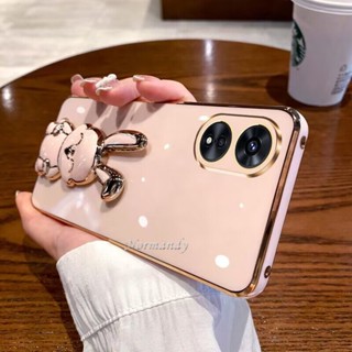 พร้อมส่ง เคสโทรศัพท์มือถือแบบนิ่ม กันกระแทก กันรอยเลนส์กล้อง ลายกระต่ายน่ารัก พร้อมขาตั้ง สําหรับ OPPO A38 4G A38 2023 A38 4G