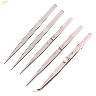 【VARSTR】Tweezers 163mm Length 1pc Silver Slotted With Lock Slotted Without Lock