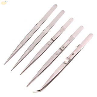 【VARSTR】Tweezers 163mm Length 1pc Silver Slotted With Lock Slotted Without Lock