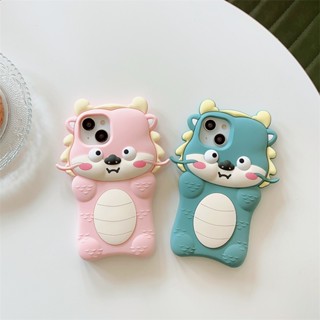 【Pink Green Dragon Baby】เคสโทรศัพท์มือถือ ซิลิโคนนิ่ม ลายมังกร สีชมพู สําหรับ IPhone 14 Pro Max 13 Pro Max 12 Pro IPhone 11