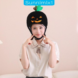 [Sunnimix1] หมวกฟักทองน่ารัก ให้ความอบอุ่น สีดํา เหมาะกับวันฮาโลวีน สําหรับผู้หญิง