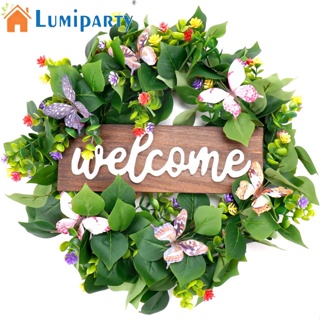 Lumiparty พวงหรีดยูคาลิปตัส ผีเสื้อประดิษฐ์ สําหรับตกแต่งผนัง ประตู หน้าต่าง ฟาร์มเฮาส์