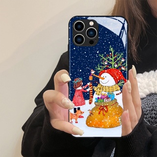 เคสโทรศัพท์มือถือกระจกนิรภัย ลาย Merry Christmas สําหรับ iPhone 14 12 11 13 Pro Max X XR Xs Max 14 Plus 13 Mini