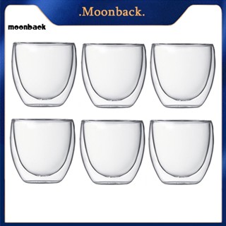 &lt;moonback&gt; แก้วชาเอสเปรสโซ่ สองชั้น ฉนวนกันความร้อน 80 มล. 27 ออนซ์ 6 ชิ้น