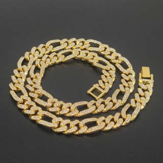 Cuban Necklace Luxury Shiny Hip Hop Link Chain Fashion Necklace Diamond 12.5mm Width Bracelet Inlaid Rhinestone LY
