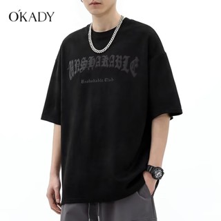 OKADY เสื้อยืดผู้ชาย ญี่ปุ่นและเกาหลีล่าสุดง ราคาถูกที่สุด สื้อแขนสั้นผู้ชาย เสื้อ 2สี Size M~2XL