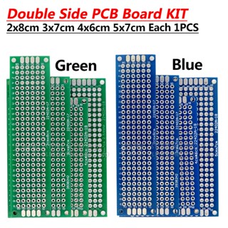 ชุดแผ่นวงจรถ้ํา pcb ทองแดง สองด้าน ขนาด 5x7 4x6 3x7 2x8 ซม. สีฟ้า เขียว สําหรับ Arduino 4 ชิ้น