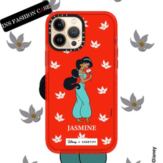 Casetify X Disney Princess Jasmine เคสใส สีแดง กันกระแทก สําหรับ iPhone 14 13 12 11 Pro MAX IX XS MAX XR 6 6s 7 8 Plus