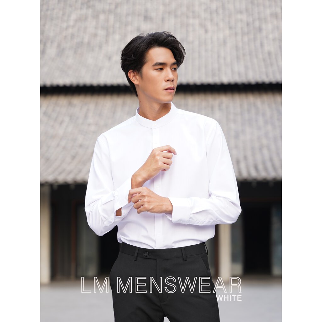 เสื้อเชิ้ตคุณภาพ คอจีน สีขาวWhite ขาวครีมCream White เหลืองพีชPeach Yellow น้ำตาลอ่อนLight Brown