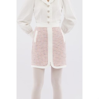 EP กระโปรงลายตาราง ผู้หญิง สีชมพู | Checked Textured Skirt | 4634