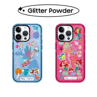 Bling Glitter CASETiFY Disney Princess Cinderella Mermaid Ariel เคสซิลิโคน TPU สําหรับ iPhone 11 12 13 14 Pro Max