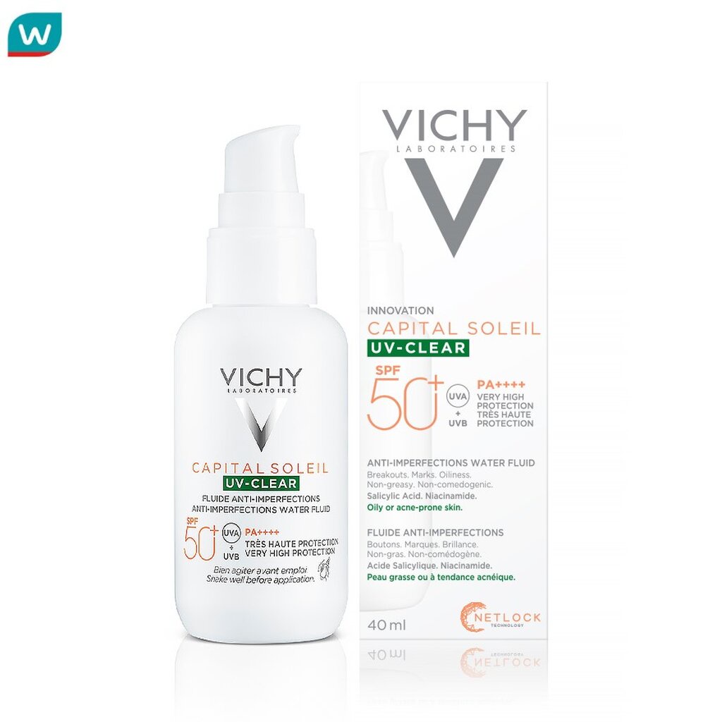 Vichy วิชี่ แคปปิตอล โซเลย ยูวี-เคลียร์ SPF50+ PA++++ 40 มล. กันแดดสำหรับผิวมันเป็นสิวง่าย