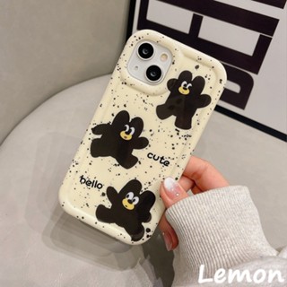 Lemon - เคสโทรศัพท์มือถือหนา กันกระแทก ลายหมี สีเหลืองนม สําหรับ ไอโฟน 14pro 14promax 13 13pro 13promax 11 12 12pro 12promax XR XSMAX 7P 8P