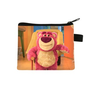 Lotso กระเป๋าสตางค์ ผ้าโพลีเอสเตอร์ แต่งซิป ลายการ์ตูนหมีสตรอเบอร์รี่น่ารัก แฟชั่นสําหรับเด็กผู้หญิง