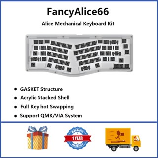 Fancyalice66 ชุดคีย์บอร์ดปะเก็น อะคริลิค รองรับ QMK Via