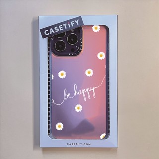 Casetify X Daisy Be Happy Laser เคสโทรศัพท์มือถือ PC แข็ง ขอบ TPU ลาย Desig สําหรับ IPhone 14 Pro MAX 14 Plus 13 Pro MAX 12 Pro MAX 11 Pro MAX XS MAX XR X