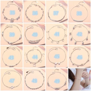 A HELLO GIRL สร้อยข้อมือเงิน S925 จี้รูปหัวใจ ดอกไม้ หลายชั้น เครื่องประดับแฟชั่น สําหรับผู้หญิง