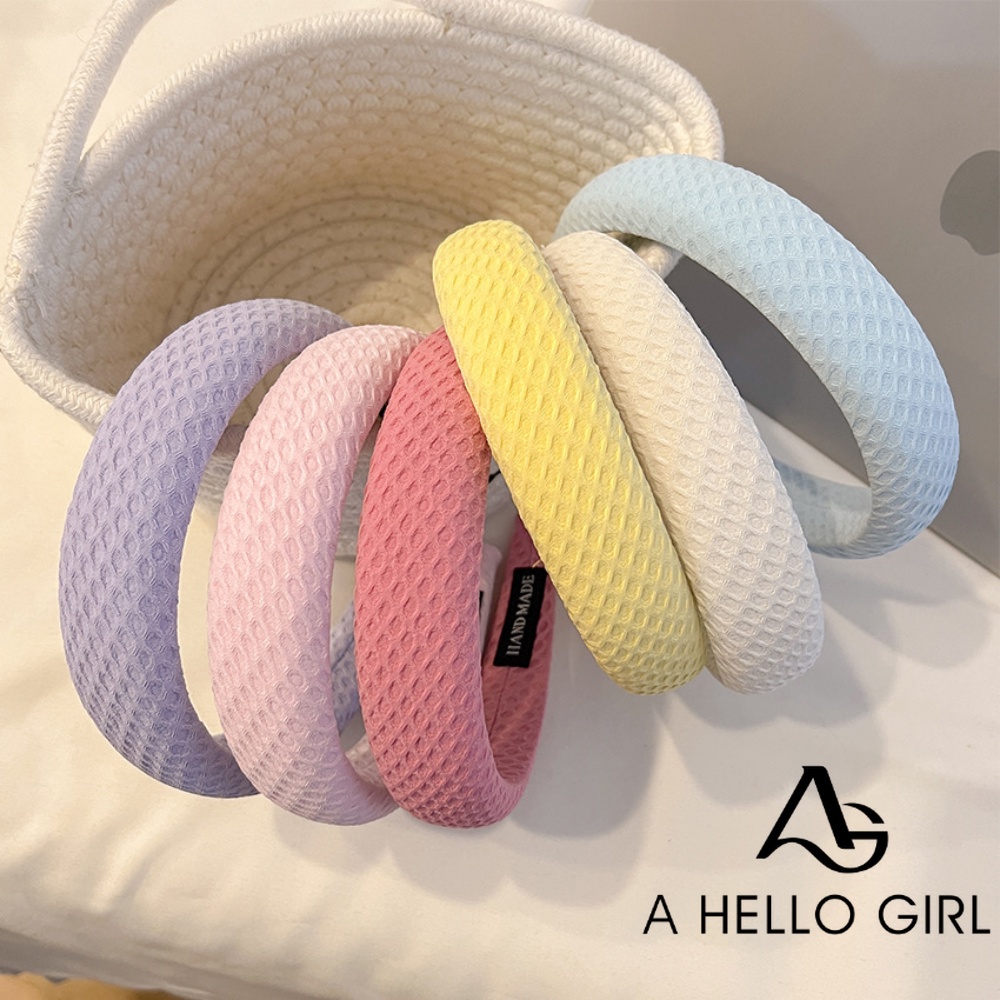 A HELLO GIRL ที่คาดผมวาฟเฟิลสีครีมรุ่นใหม่ของเกาหลีปีกกว้าง