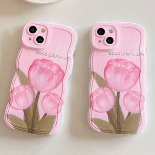 เคสโทรศัพท์มือถือ แบบนิ่ม ลายดอกทิวลิป สีชมพู สําหรับ Samsung Galaxy A73 A53 A33 A13 A71 A51 A31 A11 M11 A52 A52S A50 A50S A30S