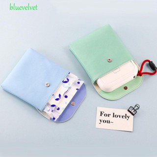 Bluevelvet กระเป๋าใส่ผ้าอนามัย ใส่บัตรได้ สําหรับผู้หญิง|กระเป๋าใส่เหรียญ หนัง PU สีพื้น