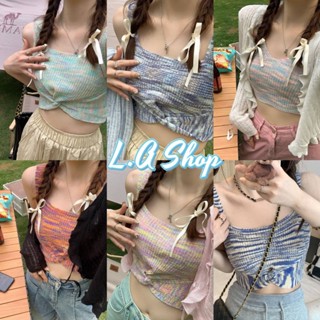 L.A Shop พร้อมส่ง เสื้อกล้ามถักไหมพรมสีรุ้ง หลากหลายโทนสีคิ้วมาก "C609" -C