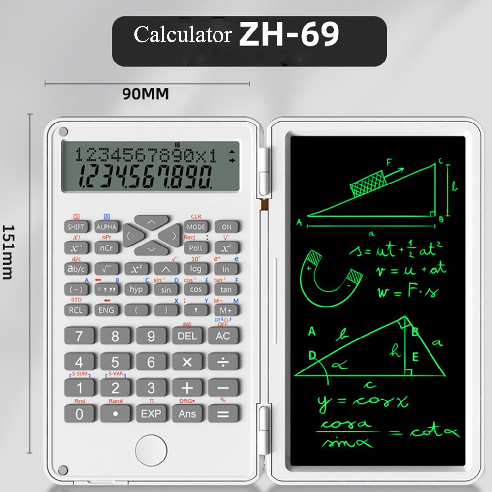 เครื่องคิดเลขวิทยาศาสตร์ พร้อมแผ่นเขียน หน้าจอ LCD ขนาด 6 นิ้ว พับได้ พร้อมกระดาษโน้ต