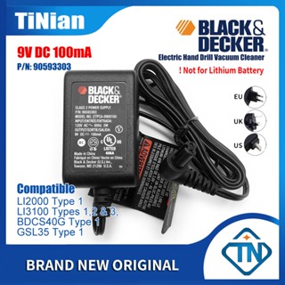 พาวเวอร์ซัพพลาย 9V DC 100mA ETPCA-090010U 90593303 ที่ชาร์จไขควงไร้สาย สําหรับ Black &amp; Decker LI3100 Type 1 2 &amp; 3 LI2000 GSL35 BDCS40G Type 1