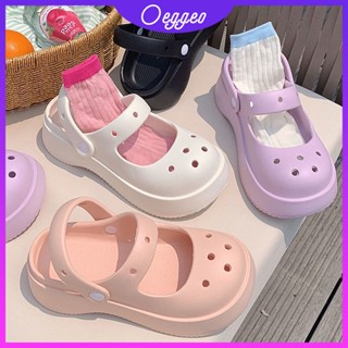 Oeggeo shop รองเท้าลําลอง ส้นแบน พื้นหนา สีมาการอง สําหรับผู้หญิง