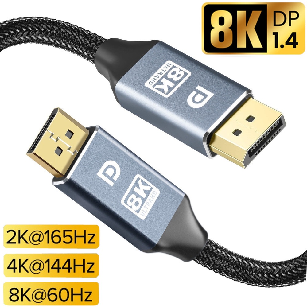 สาย DisplayPort DP 1.4 ถึง DP สาย 8K 4K 144Hz 165Hz Display Port Adapter สําหรับวิดีโอ PC แล็ปท็อปทีวี DP 1.2 8K Display Port Cable