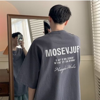 เสื้อยืดคอกลม แขนสั้น พิมพ์ลายตัวอักษร สไตล์ฮิปฮอป สตรีท ญี่ปุ่น โอเวอร์ไซซ์ สําหรับผู้ชาย【M-5XL】