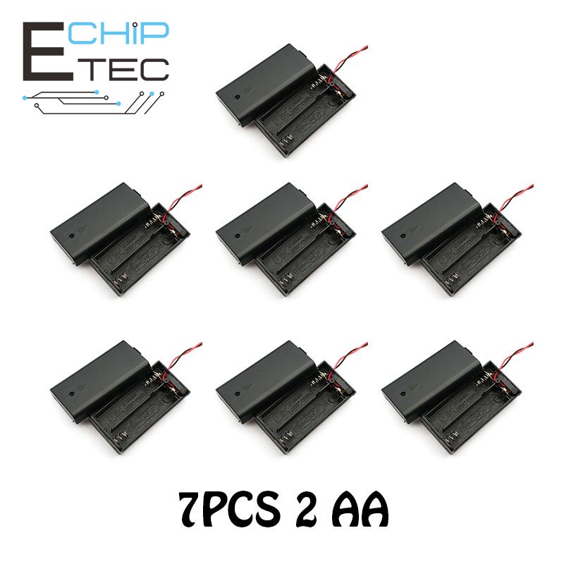 7PCS DIY 2 Slot AA Battery Holder Box Case AA Battery Holder Box Case With Switch