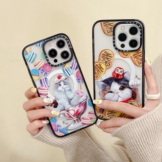 Casetify เคสโทรศัพท์มือถือ ลายแมวนําโชคน่ารัก พร้อมที่ชาร์จแม่เหล็ก สําหรับ IPhone 14 13 12 11 Pro Max