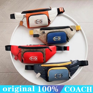 COACH ch587 ce552 ce870 TRACK กระเป๋าคาดเอวผู้ชาย/กระเป๋าสะพายมัลติฟังก์ชั่น/กระเป๋าผู้ชายพิมพ์ลายคลาสสิก/ซิปเปิดปิด